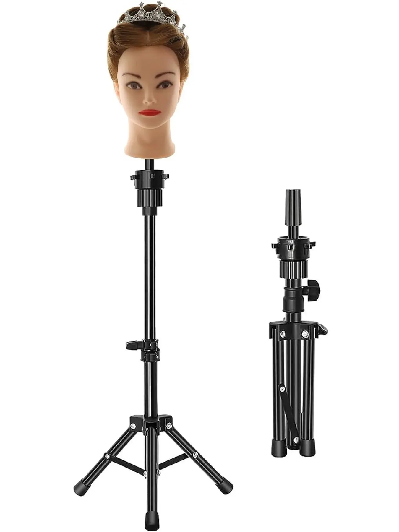 AliLeader 25 Inch Wig Stand Tripod - Adjustable Wig Mannequin Head Stand for Training Heads And Canvas Block Head Practice Head Mannequin (Black, Mannequin Head Not Included)