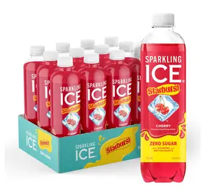 Sparkling Ice STARBURST Cherry, Zero Sugar Flavored Sparkling Water, with Vitamins and Antioxidants, Low Calorie Beverage, 17 fl oz Bottles (Pack of 12)