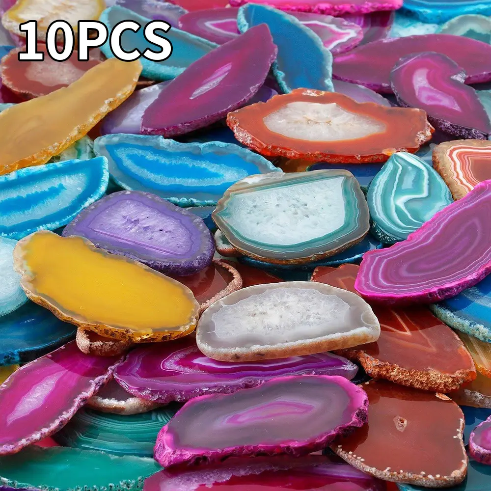 Polished Agate Light Table Slices,Geode Agate Slab Cards Pack of 10