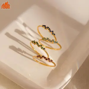 [FLAME] S925 small zircon birthstone ring for women, simple style index finger ring for January-DecemberA birthday gift for her, TikTok women's accessories, fashion jewelry