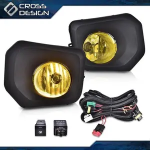CROSSDESIGN Yellow Lens Fog Lights Bumper Lamp Bezel Kit Fit For 2016-2021 Toyota Tacoma