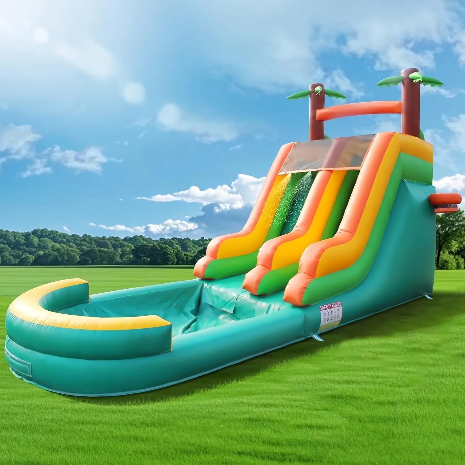 26FT Adult Commercial Large Inflatable Swimming Pool (With Slide And Large Pool), 100% Pvc/Outdoor Large Inflatable Slide Pool for Backyard