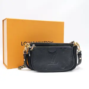 Pre-owned Louis Vuitton Leather Shoulder Bags Empreinte Monogram Giant Multi Pochette Accessories Black Twins LDJ4322