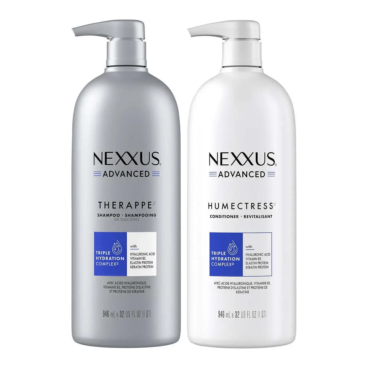 Nexxus Advanced Therappe Nourishing Shampoo & Humectress Conditioner 2-Pack (32 Fl Oz Each) - Triple Hydration Complex, Keratin Blend Hydrating Hair Care for Everyday Youth-Focused Use, Contains Neither Harsh Additives, Hair Moisturizing Formula, Haircare