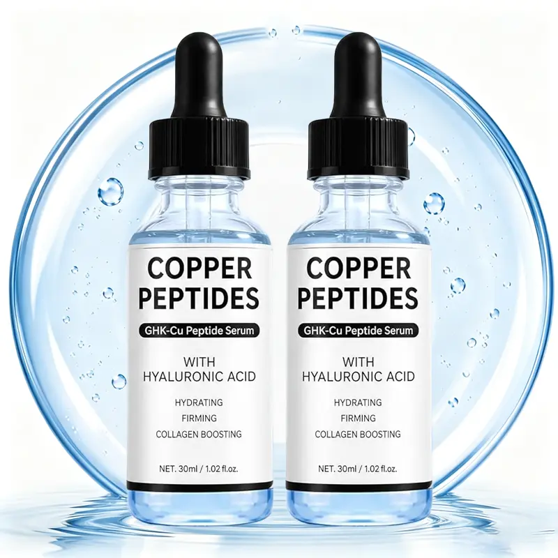 GHK-Cu Copper Peptides Face Serum with Hyaluronic Acid, 1oz (30ml) All Skin Anti-Aging Hydrating Collagen-Boosting Cruelty-Free Topical Serum