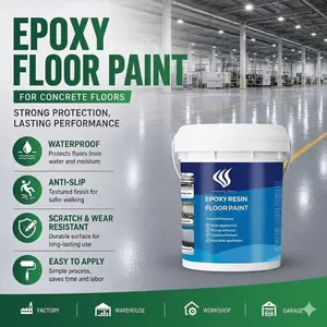 Shengwei Epoxy Floor Paint Kit - Waterproof Self-Leveling Non-Slip Garage & Concrete Floor Coating, Heavy Duty