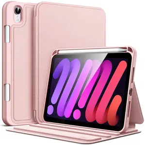 JETech Case for iPad mini (A17 Pro, 2024 Model, 7th) / Mini 6 (2021 Model, 6th) with Pencil Holder, Slim Folio Stand Protective Tablet Cover, Multi-Angle Viewing
