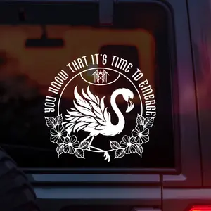Sleep Token Vinyl Car Decal, Emergence Song Lyrics “You Know That It’s Time To Emerge,” Even in Arcadia Flamingo Design, Aesthetic Band Sticker for Cars, Laptops, Water Bottles, Music Lovers, Worship Fans & Alt Girls, Durable Weatherproof Decal