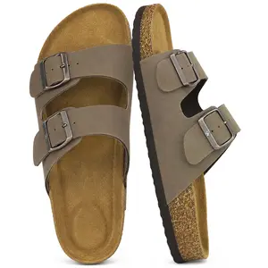 SHOESLOCKER Women's Summer Cork Slide Sandals - Dual Buckle Straps, Cloud-Feel Slip-On, Arch Support, Durable Sole - Women's Walking Shoes for Outdoor Adventures, Casual Shoe