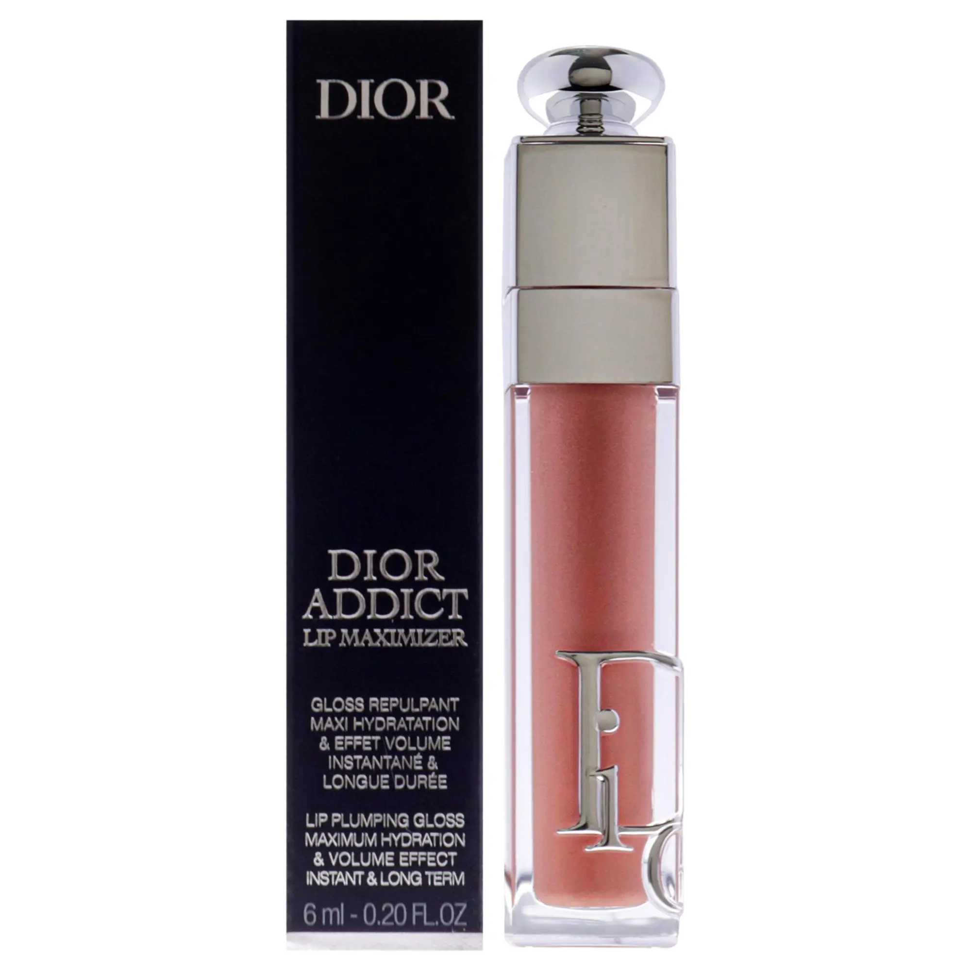 Dior Addict Lip Maximizer, Shimmering Gloss to Maximize Volume, Makeup for Women, 014 Shimmer Macadamia, 0.2 oz, Compact