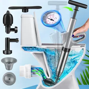 High Pressure Toilet Auger Air Drain Blaster with Real-Time Drain Clog Remover Powerful Sink Plunger Plumbing Tools for Bathroom Sinks
