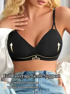 Women's Wireless Bra with Removable Pads, Casual Fitted Design, Medium Support, All Seasons, Plain Pattern, Daily Wear