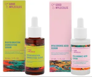 Pack of Good Molecules Discoloration Correcting Serum - Tranexamic Acid and Niacinamide for Dark Spots, Sun Damage, and Age Spots  and Hyaluronic Acid Serum - Hydrating, Non-greasy formula to Moisturize, Plump - 1% HA, Anti-aging.