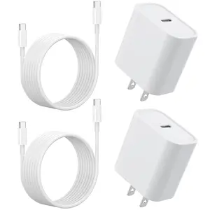 iPhone 16 15 Charger, 20W Fast Charging Wall Charger Adapter Block Cubes with 6ft USB C to USB C Cable Data Sync Type C Cord for iPhone 16 Plus 16 Pro Max 15 Plus 15 Pro Max iPad Pro Mini Air -2Pack
