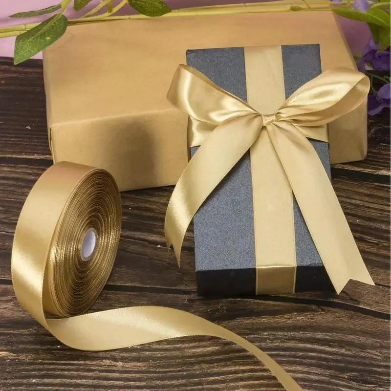 Shiny Gold Decorative Craft Ribbon - 1 or 3 Rolls for Christmas Events, Celebrations, Gift Wrapping, Floral Design, Simulated Flowers, Flower Basket Decoration (Home & Festive Party Supplies)