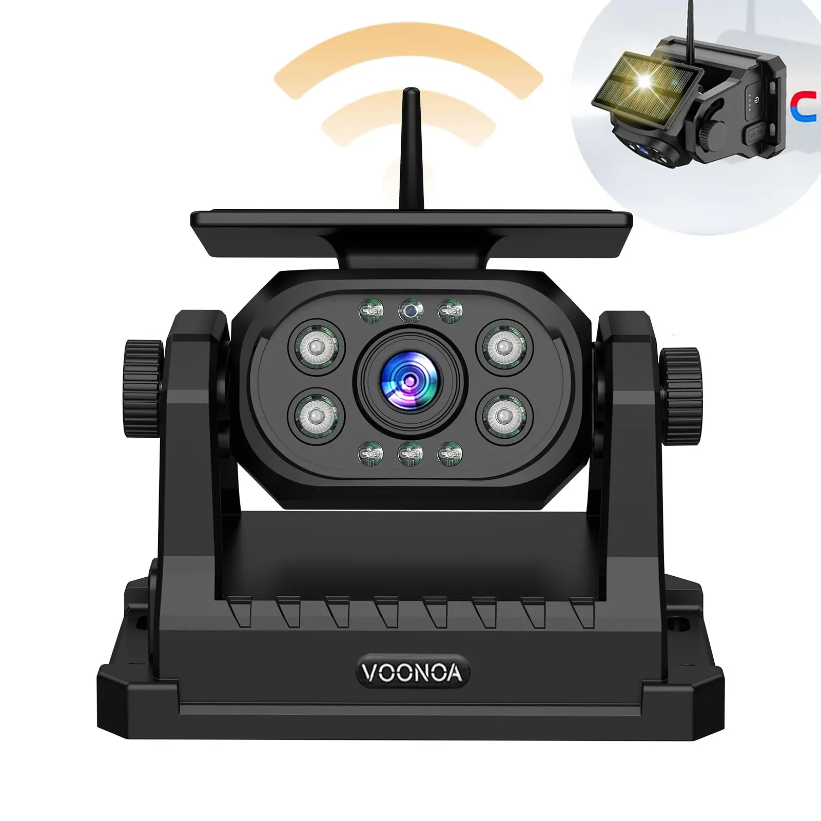 VOONOA Magnetic Wireless Backup Camera, Add-on or Replacement Camera for VOONOA VN003 Only, 9600mAh Rechargeable Battery Solar Back up Camera for Car RV Truck Trailer