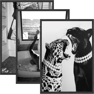 3pcs/set Unframed Modern Fashion Black and White High Heels Art Photography Poster Canvas Printing Decorative Artwork Mall Lounge Home Room Wall Decoration