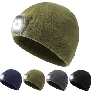 4 Pieces LED Light Beanie Hat USB Rechargeable Winter Knitted Warm Hat Unisex Lighted Headlamp Cap Hands-Free Headlight Hat Gifts for Dad Men Women for Running Fishing Hunting Camping (Classic Style