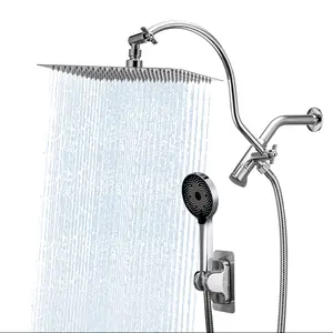 High-Pressure NGNP All-metal dual shower head combination, 10-inch high-pressure rain shower head, handheld shower head, 14-inch adjustable extension arm, 3 spray modes, 59-inch shower hose, shower bracket. holder outdoorfun