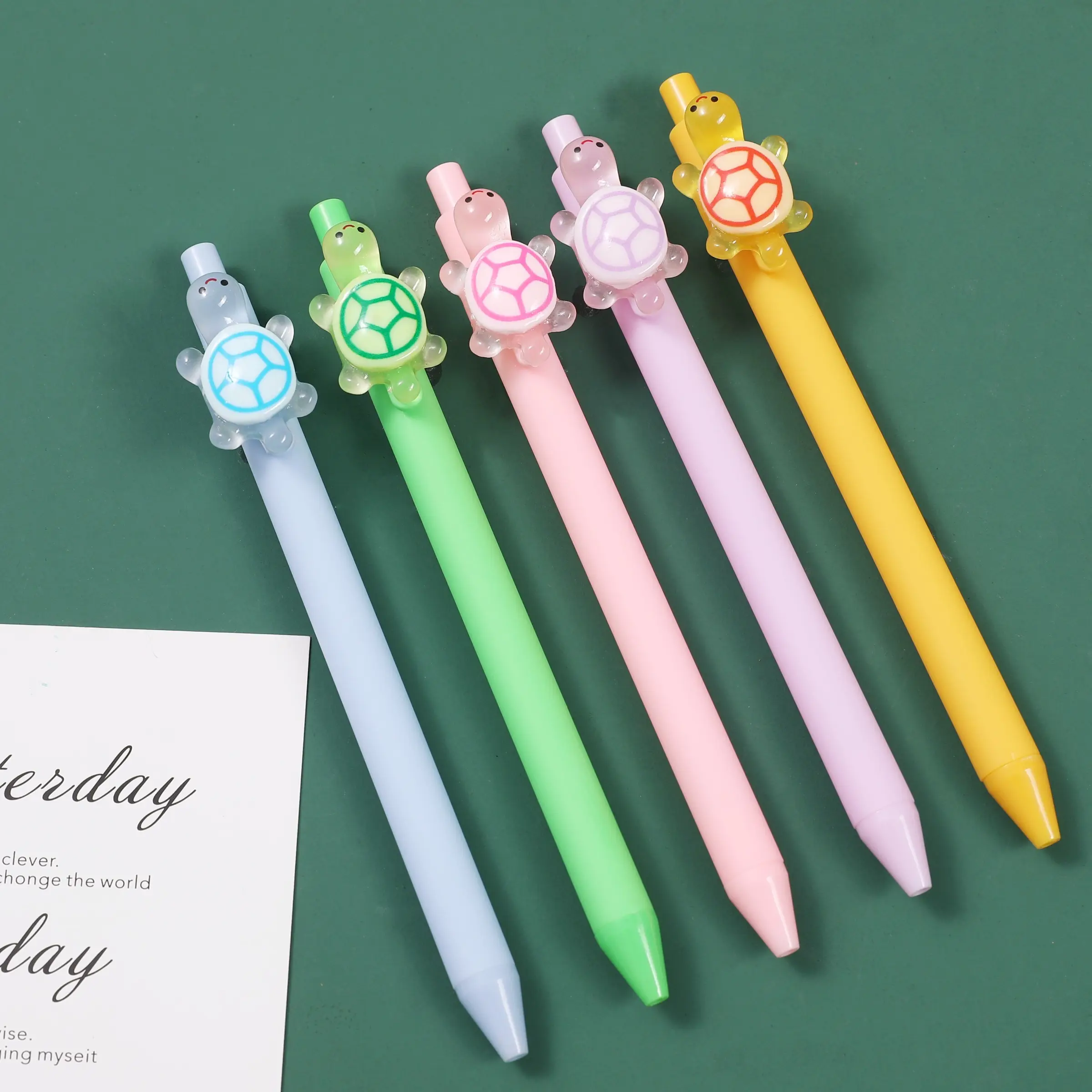 Cute Little Turtle Design Gel Pens, Funny Teacher Pens, Unique Pens, Set of 6/12 Pcs, Ideal for Students & Office Use, Perfect for Daily Writing & Note-Taking, Creative Stationery, Office Stationery Supplies