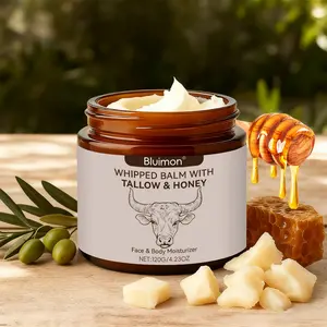 Bluimon Whipped Balm with Tallow & Honey - Handmade Al-Natural Moisturizer for Soft Smooth Skin - Hydrating Cream for Dry Skin Care