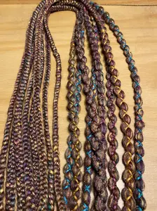 Cinnamon teal wool dreadlock extensions