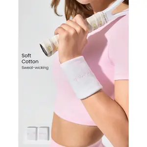 GLOWMODE 1-Pair Rep Ready Soft Cotton Sweat-Wicking Thick Cotton-Blend Wristbands Gym Training Workout Daily Active