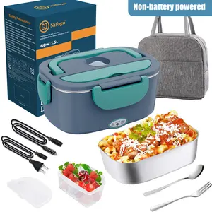 Nifogo Electric Lunch Box - 100W 1.8L Non-Battery-Powered Food Heater with Tableware & Lunch Bag for Home, Office, Camping Travel