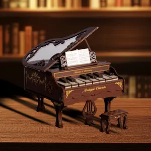 Rhapsody DIY Piano 3D Wooden Puzzle Music Box Kit, Working Keys Interactive 3D Puzzle for Adults, Vintage Design Model Kit for Adults and Home Decor