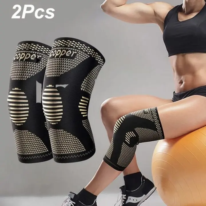 Comfort Fit Copper Knee Brace, Adjustable Breathable Knee Brace, Adjustable Compression Knee Brace, Thickened Copper Knee Sleeve for Knee Pressure Relief