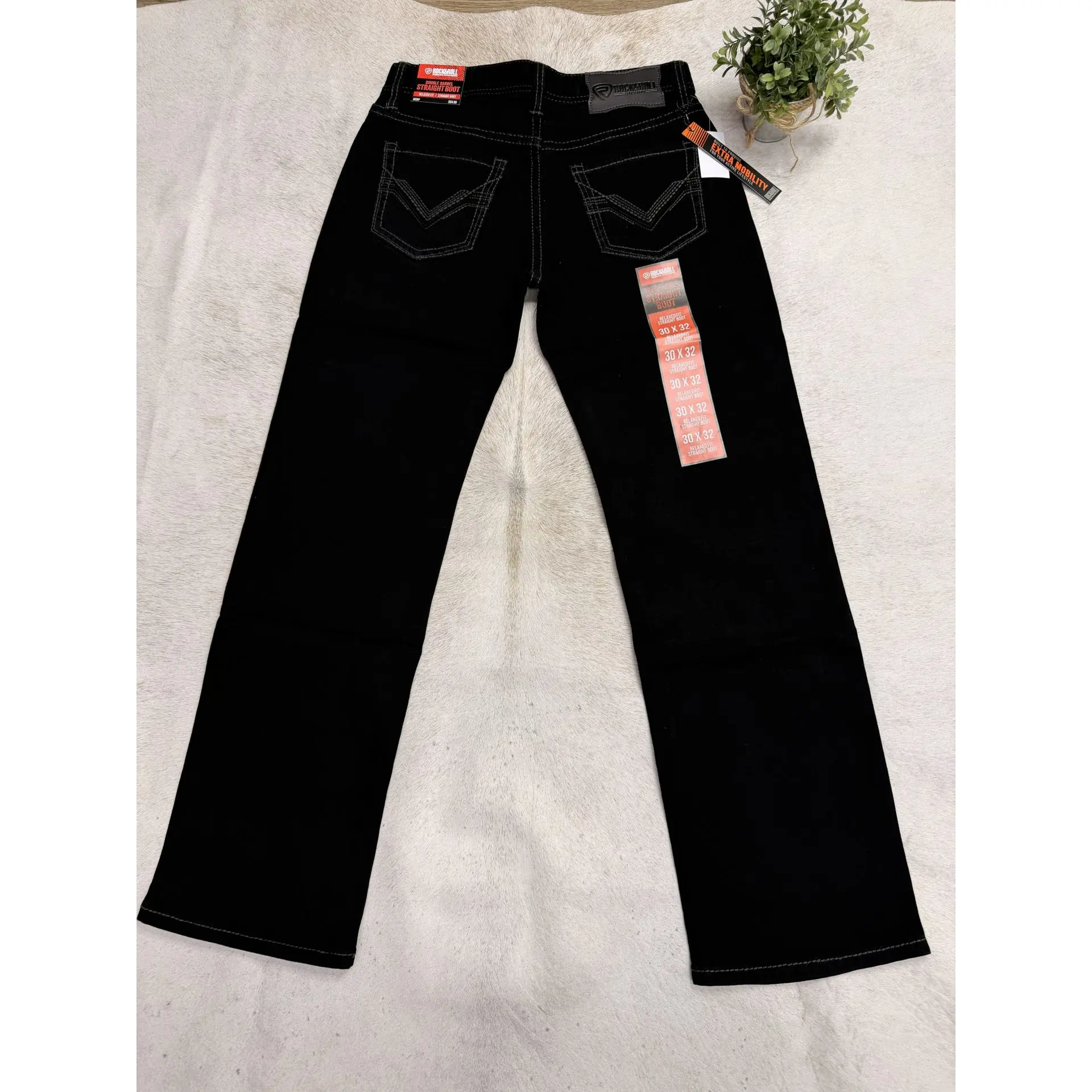 Rock and roll Denim X Black Double Barrel Straight Boot Cut Jeans