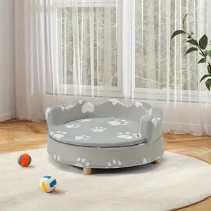 26" Raised Dog Sofa Bed for Small & Medium Dogs, Comfortable Pet Couch with 3-Sided Backrest & Thick Foam Base, Durable Dog Couch with Removable Cushion Cover, Supports up to 80 lbs, Gray