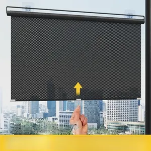 No-Drill Insulated Sunshade Curtain, Summer Window Shade, Suction Cup Retractable Kitchen Balcony Living Room Glass Door UV Protection, Durable Sun Shade, Windshield Shade