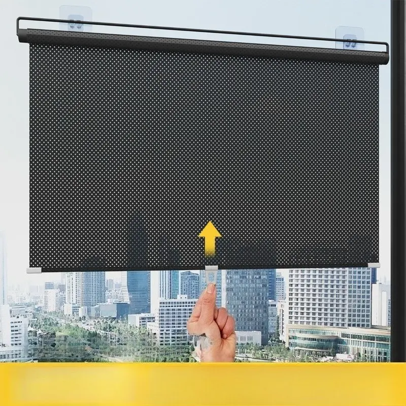 No-Drill Insulated Sunshade Curtain, Summer Window Shade, Suction Cup Retractable Kitchen Balcony Living Room Glass Door UV Protection, Durable Sun Shade, Windshield Shade, UV Protective Sunshade