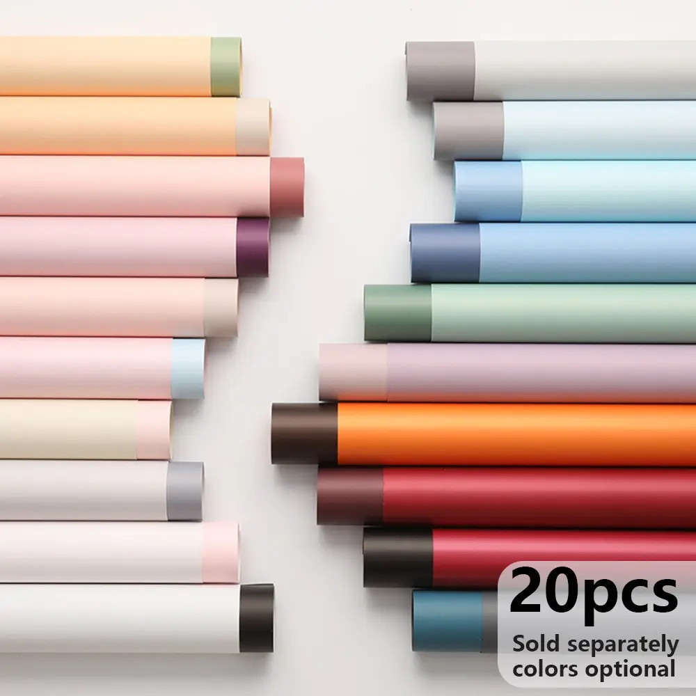 20 Sheets Korean Gift Wrapping Paper, Dual Color Floral Packaging, Waterproof Bouquet Wrap, Flower Wrapping, DIY Birthday Gifts, 22.8inch/58cm