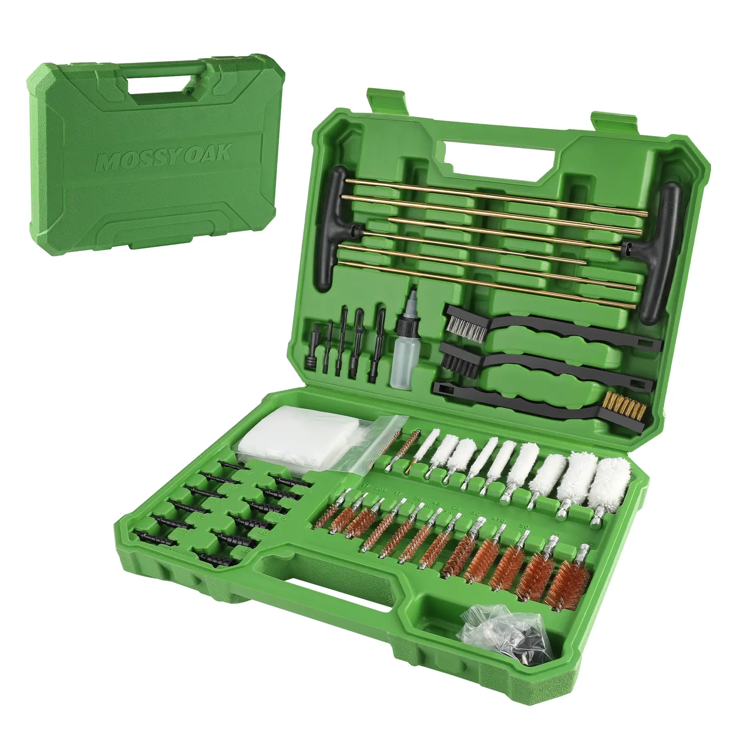 #backtoschool MOSSY OAK Universal Gun Cleaning Kit, Metal Brushes Gun Cleaning Tool Set with Travel Size Portable Case for Pistols Hunting Handgun Shot Guns