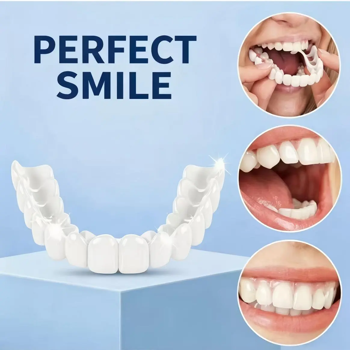 Silicone Simulated Dental Braces - Oral Cosmetic for Dentures, Teeth Whitening & Smiling Dentures Coffee Stain Correction instant confident smile portable