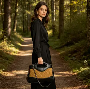 Quilted Suede Patchwork Top Handle Bag, Dual Use Metal Chain Crossbody Purse, Vintage Luxury Handbag for Mountain Travel & Elegant OOTD