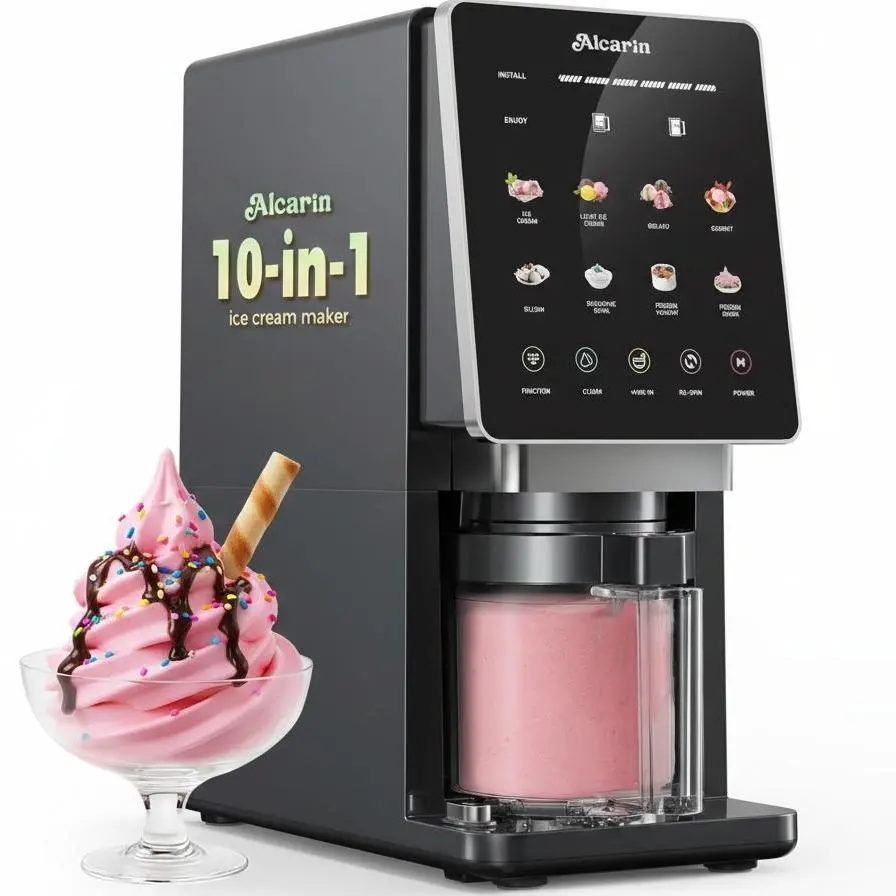 <Kick Off Frozen Treats> 10-Function Electric Ice Cream Maker Machine, 8 Programs + Mix-In & Re-Spin, Homemade Ice Cream, Gelato, Froyo & More, High-Protein, Keto, Vegan, Dairy-Free Options