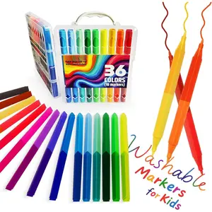 Double Sided Washable Mini Markers for  Ages 4-12, 36 Colors  Thin Markers with Travel Case,School & Travel Essentials