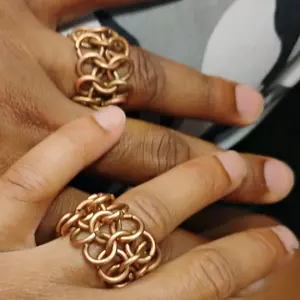 European 4-1 Copper Chainmail Ring - Unique Design, Durable Material, Perfect for Everyday Wear