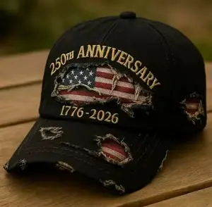 250th Anniversary 1776-2026 Distressed Denim Baseball Cap for Men American Flag Embroidery Vintage Washed Relaxed Fit Daily Casual Outdoor Spring Summer History Enthusiasts Patriotic Fans Fathers Husbands Friends