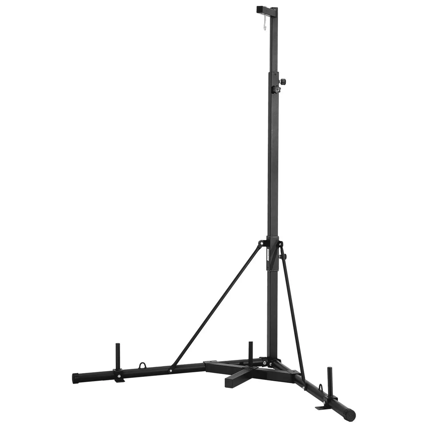 VEVOR Unisex Carbon Steel Heavy-Duty Punching Bag Stand, Adjustable Height Boxing Equipment with Weighted Base & Corner Fitting, 46.5x46.5x91 Inches, 140 lbs Capacity, Freestanding Sandbag Rack for Home Gym Fitness, Coordination
