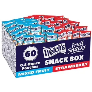 Welch's Fruit Snacks Mixed Fruit & Strawberry Variety Pack, Gluten Free Chewy Snacks, 60 Individual 0.8oz Packs for Lunchbox