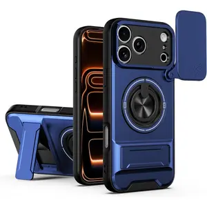Phone case Designed for iPhone 17 16 15 14 13 12 11Pro Max plus  Case with Slide Lens Protection + 360 °   Rotate Ring Magnetic Kickstand,Military Grade Shockproof Heavy Duty Protective Holder Cover