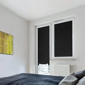 Self-Adhesive Pleated Window Blind, 71x34.5In Portable Non-Perforated Shading Curtain with DIY Cut-and-Trim Design for Home Decor