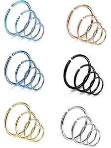 18/24Pcs Hypoallergenic Nose Rings Hoops Nose Piercings Kit 316L Surgical Stainless Steel Lightweight Small Piercing Jewelry for Women Men Cartilage Tragus Helix