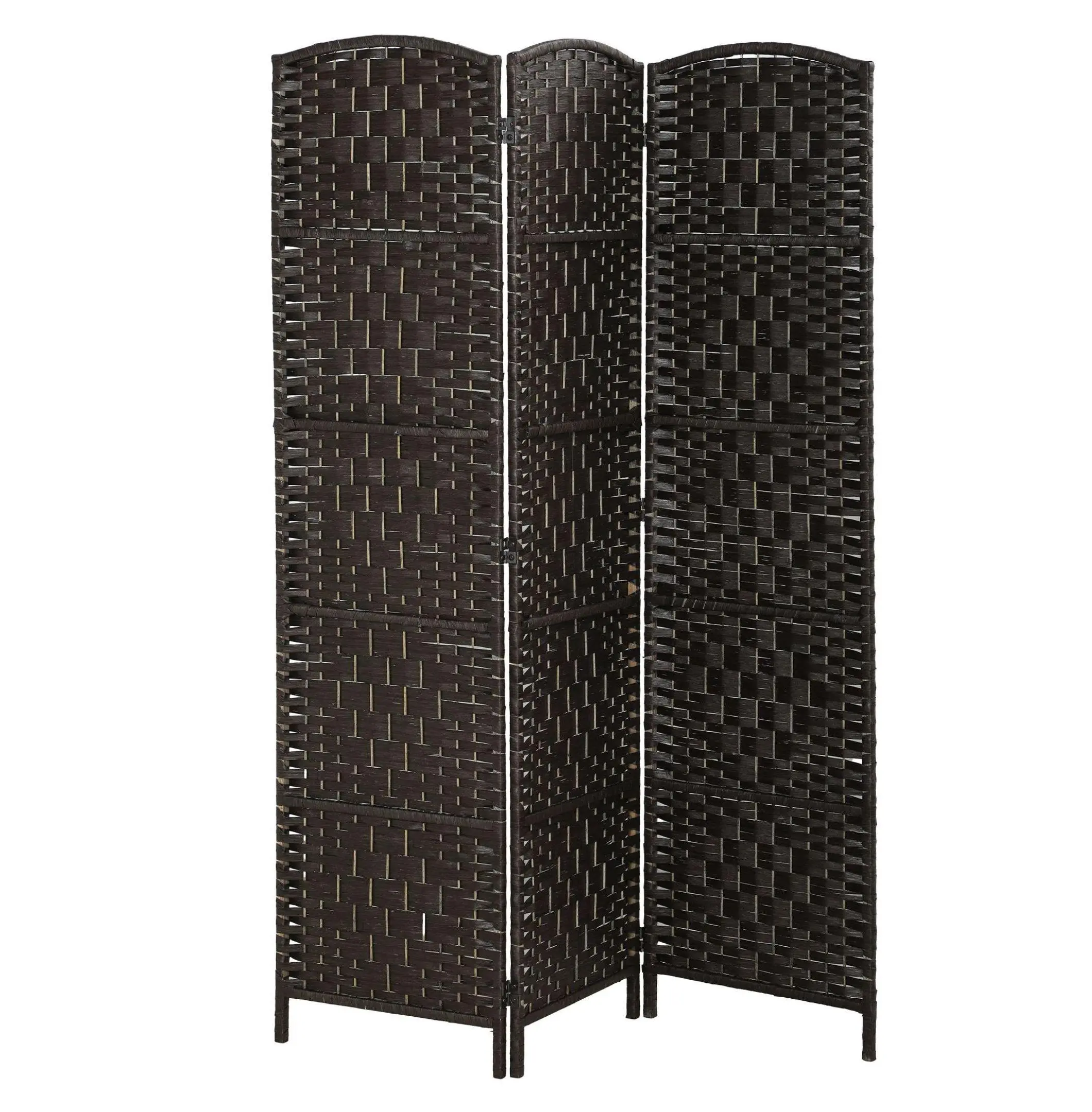 Room Divider 3 Panel, 70.9" Folding Privacy Screen, Wicker Partition Wall for Bedroom, Coffee Finish Default Title