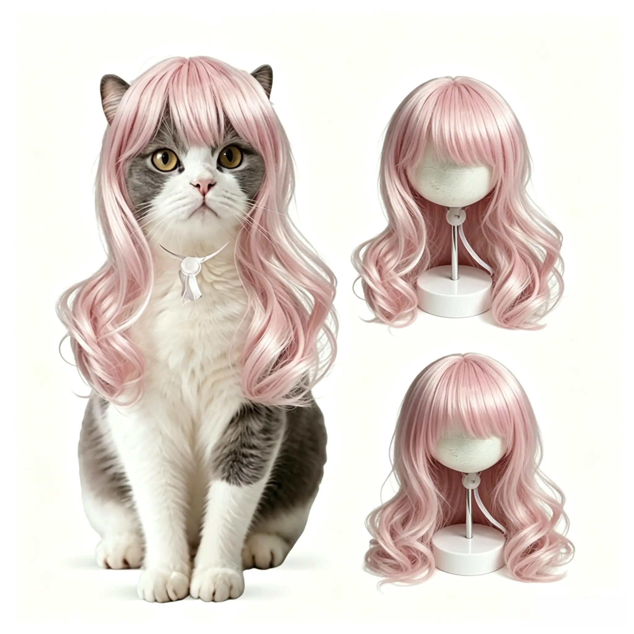 Pet Wig Funny pet  Cute design  Dog hair decoration Cat Wig - DIY Cut Cosplay Wear, Funny Hair Pet Accessory with Elastic Band & Anti-Slip Buckle, Halloween Costume