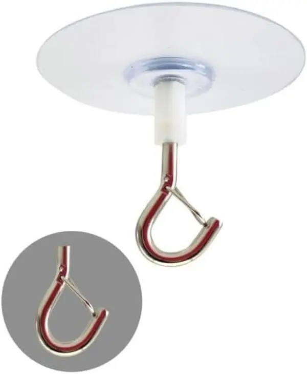 5 Pack Strong Self-Adhesive Ceiling Hooks,No Drill Safety Lock Hangers for Fans/Plants/Lights, Kitchen Bathroom Office Storage & Wall Decor